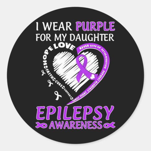 私の衣服パープル私の娘てんかん認識度 ラウンドシール (正面)