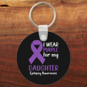 私の衣服パープル私の娘てんかん認識度M キーホルダー (正面)