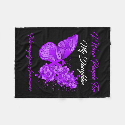 私の衣服パープル私の娘の線維筋痛戦士 フリースブランケット (正面(横))