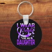 私の衣服パープル私の娘の膵臓がんAw キーホルダー (正面)