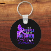 私の衣服パープル私の娘 – てんかん認識度 キーホルダー (正面)