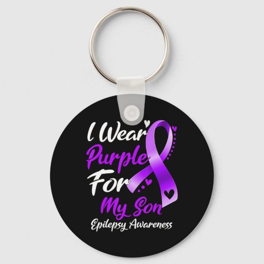 私の衣服パープル私の息子てんかん認識度ギフト キーホルダー (正面)