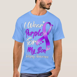 私の衣服パープル私の息子てんかん認識度ギフト Tシャツ