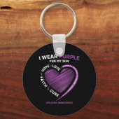 私の衣服パープル私の息子てんかん認識度ママDa キーホルダー (正面)