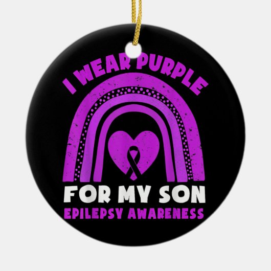 私の衣服パープル私の息子てんかん認識度 セラミックオーナメント (正面)