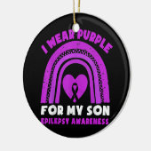 私の衣服パープル私の息子てんかん認識度 セラミックオーナメント (左)