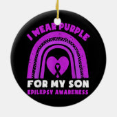 私の衣服パープル私の息子てんかん認識度 セラミックオーナメント (裏面)