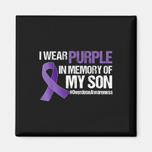 私の衣服パープル私の息子の過剰摂取認識度 マグネット (正面)