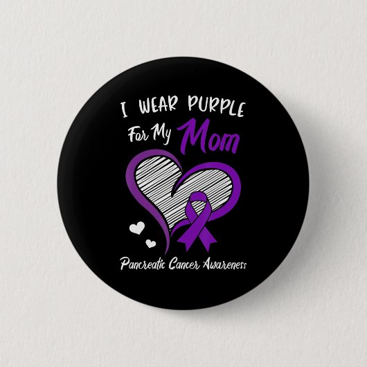 私の衣服パープル私の母のための膵臓がんアワレネ 缶バッジ (正面)
