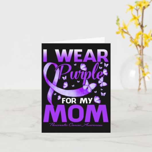 私の衣服パープル私の母の膵臓がん粟粒 カード (黄色い花)