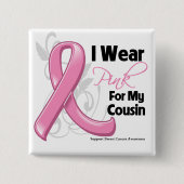 私の衣服ピンクのいとこのために – 乳がん 缶バッジ (正面)