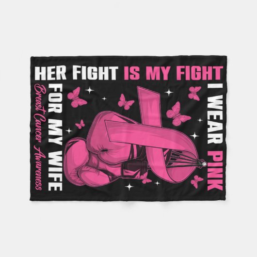 私の衣服ピンク妻の乳がん認識度Bo フリースブランケット (正面(横))