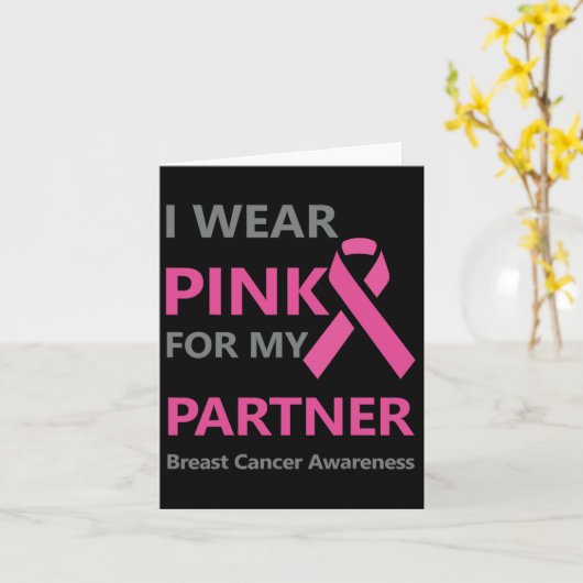 私の衣服ピンク私のパートナーの乳がん認識度 カード (黄色い花)