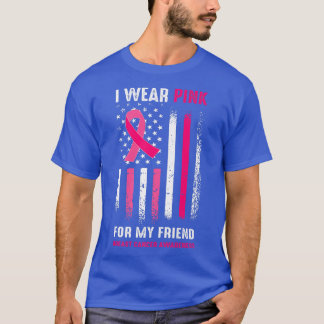 私の衣服ピンク私の友人のフラグ乳がん家族 Tシャツ