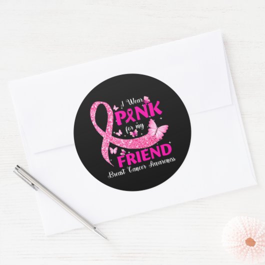 私の衣服ピンク私の友人の乳がん認識度 ラウンドシール (封筒)