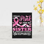 私の衣服ピンク私の妹の乳がん認識度 カード (黄色い花)