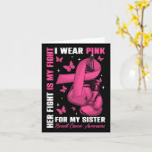 私の衣服ピンク私の妹の乳がん認識度 カード (黄色い花)