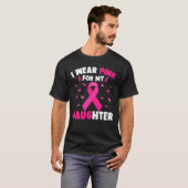 私の衣服ピンク私の娘の乳がんママパパ Tシャツ (正面フル)