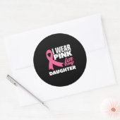 私の衣服ピンク私の娘の乳がん待っている ラウンドシール (封筒)