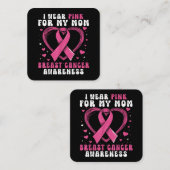 私の衣服ピンク私の母の乳がん認識度Sup スクエア名刺 (正面/裏面)