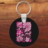 私の衣服ピンク私の母の乳がんBohoフローラP キーホルダー (正面)