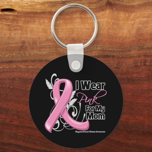 私の衣服ピンク私の母 – 乳がん認識度 キーホルダー (正面)
