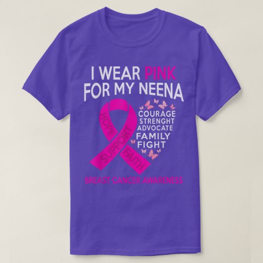 私の衣服ピンク私のNeena乳がん認識度 Tシャツ (デザイン正面)
