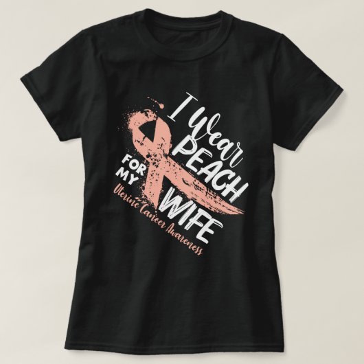 私の衣服ピーチ妻の子宮がん認識度 Tシャツ (デザイン正面)