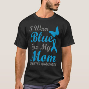 私の衣服ブルーのためのお母さん糖尿病認識度リボン Tシャツ
