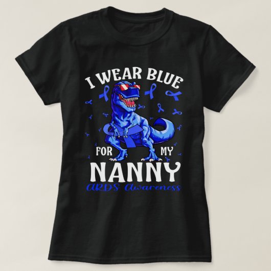 私の衣服ブルーのための私のNANNY ARDS認識度恐竜 Tシャツ (デザイン正面)