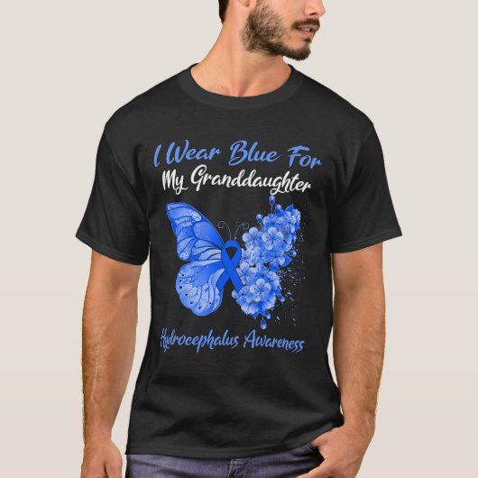 私の衣服ブルーは私の孫娘の水頭症 Tシャツ (正面)