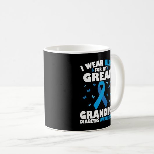 私の衣服ブルーは私の素晴らしおじいちゃん1型糖尿病 コーヒーマグカップ (正面右)