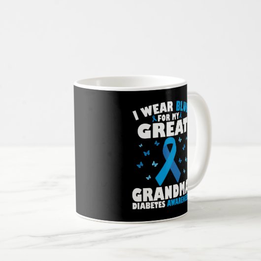 私の衣服ブルーは私の素晴らしおばあちゃんのタイプ1糖尿病 コーヒーマグカップ (正面右)