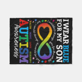 私の衣服ブルース私の息子の自閉症意識ママパパP フリースブランケット (正面(横))