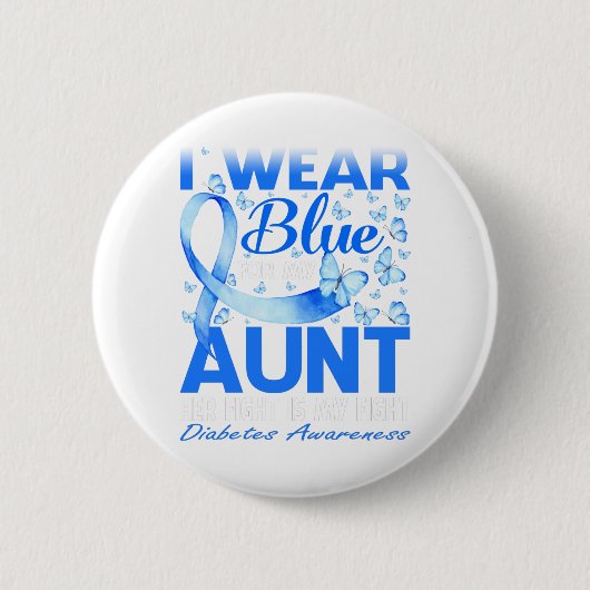 私の衣服ブルー叔母の糖尿病認識度 缶バッジ (正面)