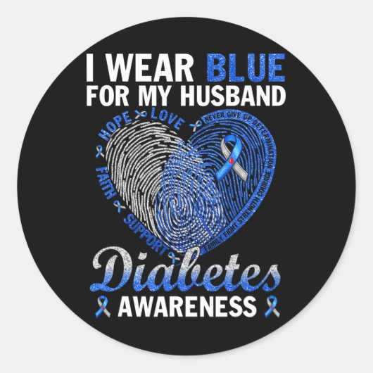 私の衣服ブルー夫の糖尿病認識度ファミー ラウンドシール (正面)