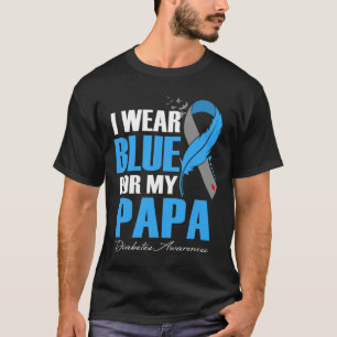 私の衣服ブルー私のパパ糖尿病の認識度羽 Tシャツ