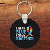 私の衣服ブルー私の兄の自閉症意識の妹 キーホルダー (正面)