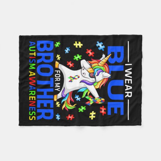 私の衣服ブルー私の兄の自閉症意識ユニコール フリースブランケット (正面(横))