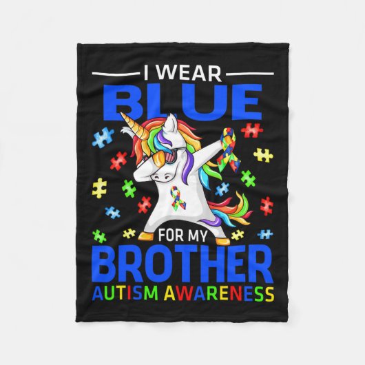 私の衣服ブルー私の兄の自閉症意識ユニコール フリースブランケット (正面)