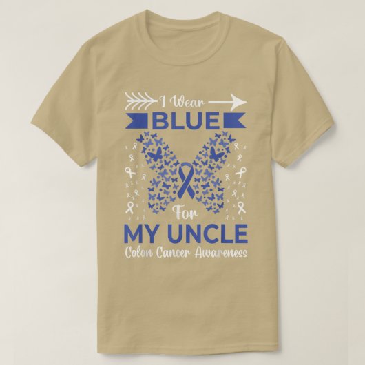 私の衣服ブルー私の叔父の結腸がん認識度リ Tシャツ (デザイン正面)