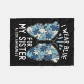 私の衣服ブルー私の妹の自閉症意識ブラザー フリースブランケット (正面(横))