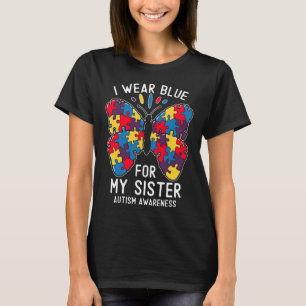 私の衣服ブルー私の妹の自閉症意識ブラザー Tシャツ