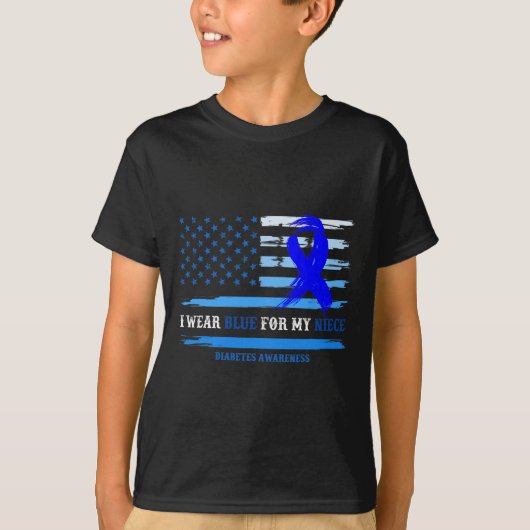 私の衣服ブルー私の姪の糖尿病認識度月 Tシャツ (正面)
