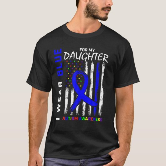私の衣服ブルー私の娘の自閉症意識アメリ Tシャツ (正面)