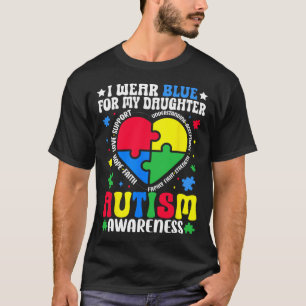 私の衣服ブルー私の娘の自閉症意識パパM Tシャツ