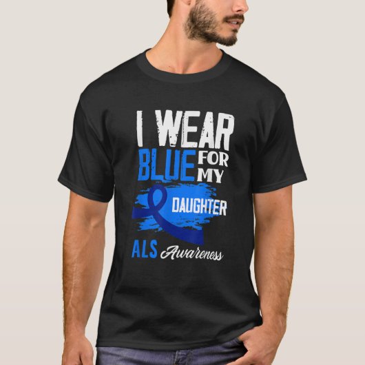 私の衣服ブルー私の娘サポートALS認識度 Tシャツ (正面)