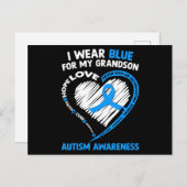 私の衣服ブルー私の孫の自閉症意識リブ ポストカード (正面/裏面)