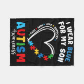 私の衣服ブルー私の息子の自閉症意識ママパパパ フリースブランケット (正面(横))