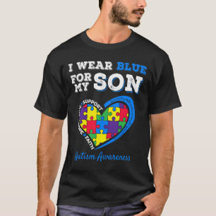 私の衣服ブルー私の息子の自閉症意識ママパパパ Tシャツ